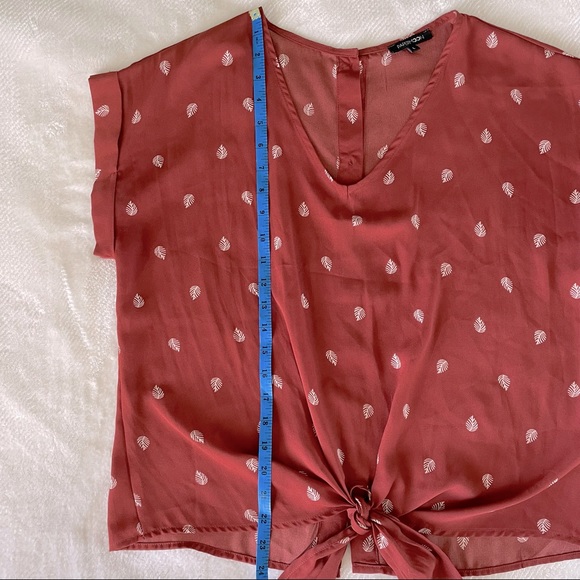 Rust Orange Blouse with Front Tie and Button Back Details - Picture 9 of 9